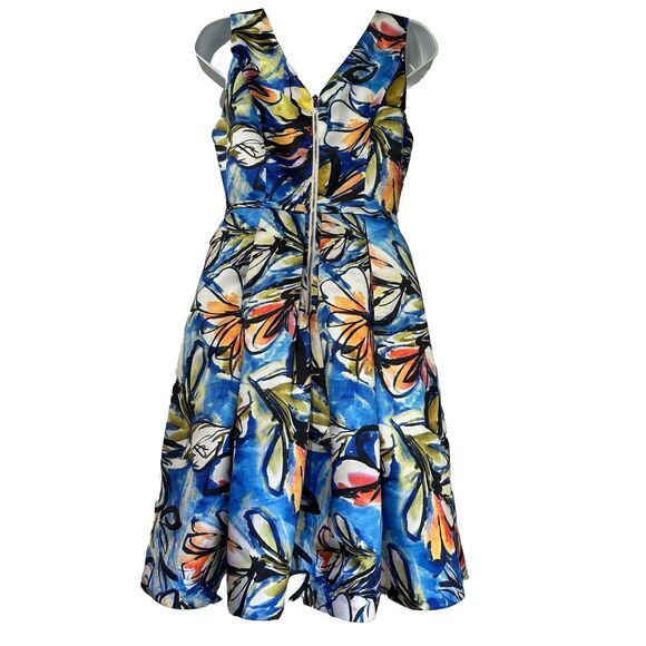 g by garcia sleeveless Pleated Floral A-line Party dress Size S - Picture 2 of 7